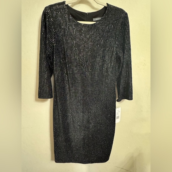 Julia Jordan Velour Metallic Stripe Elegant Sheath Dress Size 8 NEW WITH TAG! - Picture 2 of 8
